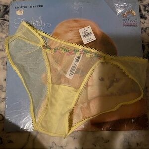 Women’s Sheer Floral Embroidered Bikini Panty - Yellow